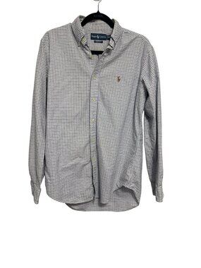 Ralph Lauren Mens Classic Fit Checkered Button-Down Shirt M Blue/White Cotton